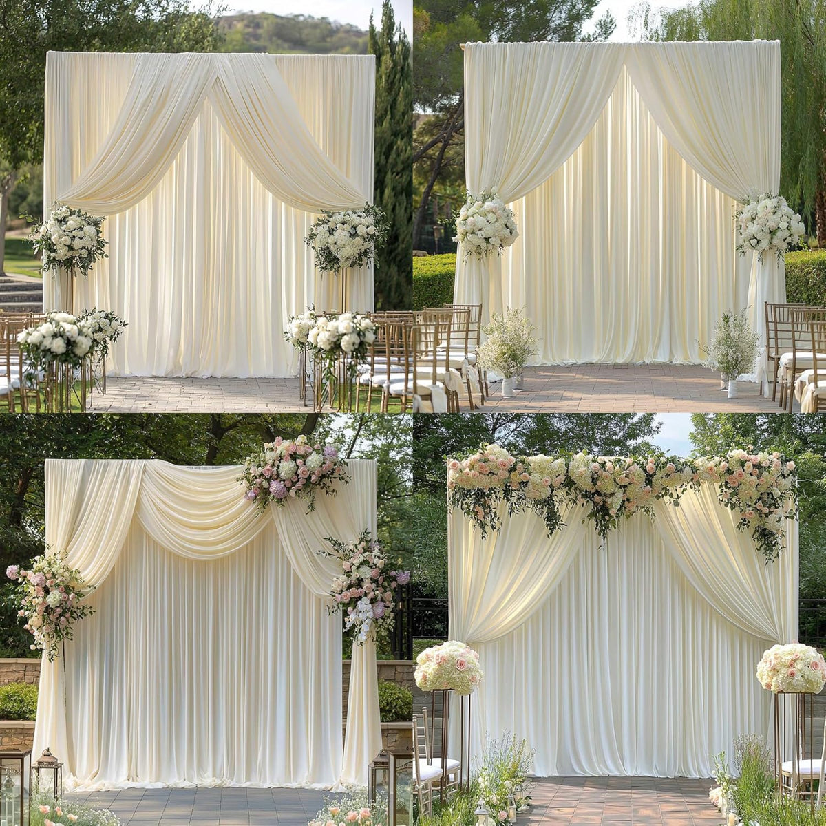 10 ft x 10 ft Wrinkle Free Ivory Backdrop Curtain for Wedding Parties, Polyester Ivory Photo Backdrop Drapes 2 Panels 5x10ft for Baby Shower Photoshoot Engagement Birthday Party Photography Background