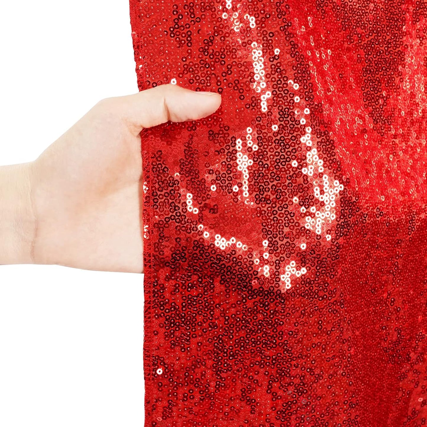 Poise3EHome 10Ft x 10Ft Red Sequin Backdrop, Glitter Thick Satin Sequin Background Drapes, Sequence Xmas Thanksgiving Backdrop for Wedding Party Holiday Festival Decor