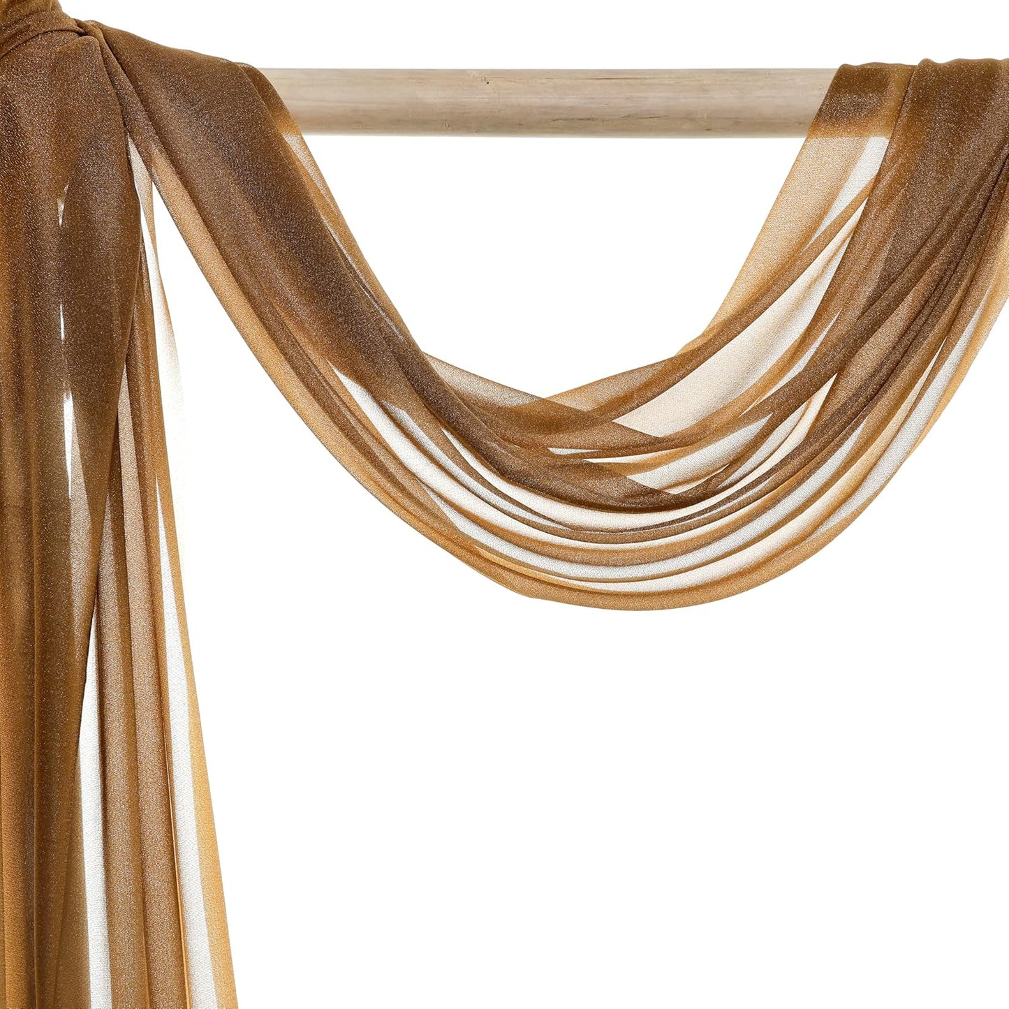 VDS Pack of 2 Panel (30 Inch X 30 Feet) Wedding Arch Draping Fabric Sheer Chiffon Fabric Drapery for Wedding Ceremony Reception Swag Backdrop Canopy Chuppah ARBO Altars Decoration (Mocha)