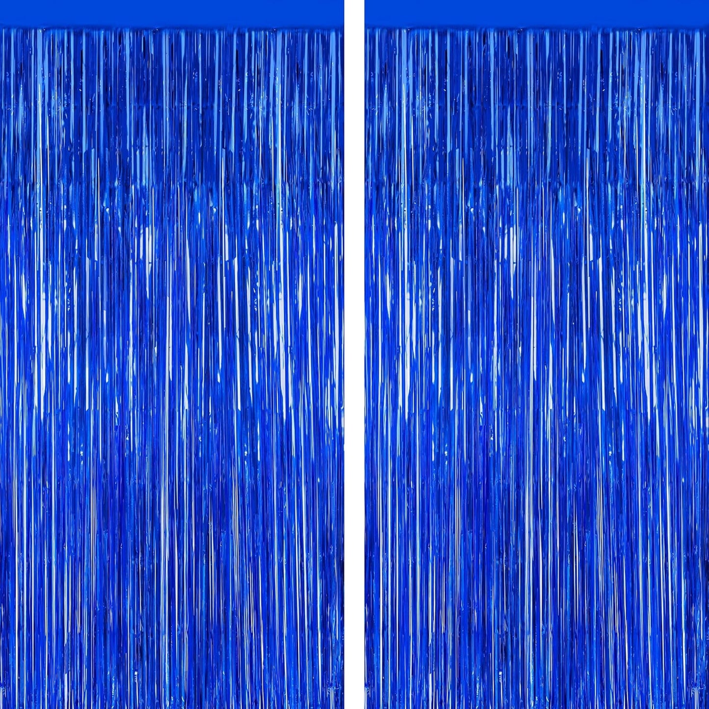 2 PCS Tinsel Backdrop, 3.28 FT x 7.05 FT Dark Blue Backdrop Curtains, Metallic Passover Fringe Curtains Party Streamer, Navy Blue Party Decorations Photo Props