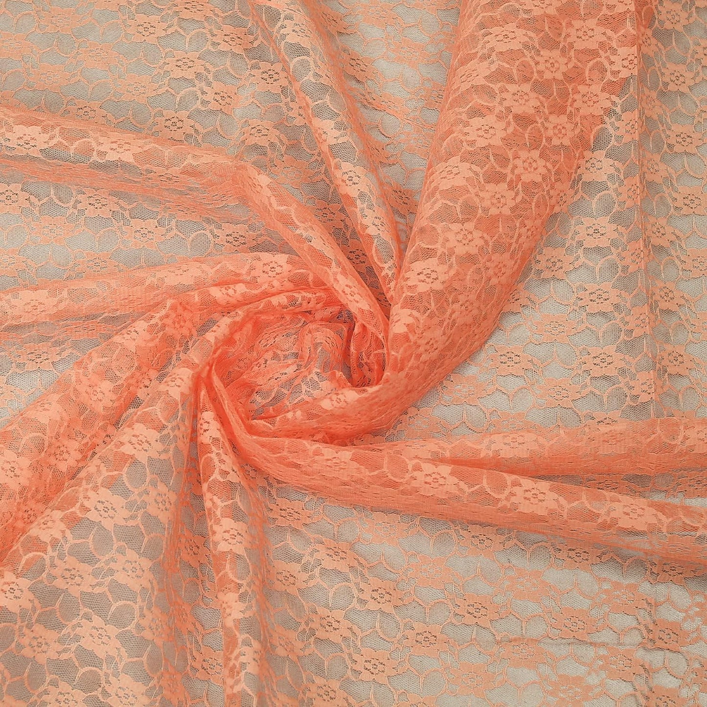 MDS Pack of 15 Wedding 12 x 108 inches Lace Table Runner for Wedding, Decorations for Birthday Parties, Banquets, Graduations, Engagements, and Runners fit Rectangle, Round Table- Peach