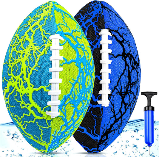 Jasonwell Pool Beach Water Football - 2Pack Strong Grip Waterproof Football for All-Weather Play Pool Toys Beach Games Outdoor Sports Toy Christmas Birthday Gifts for Kids Boys Teens Adults