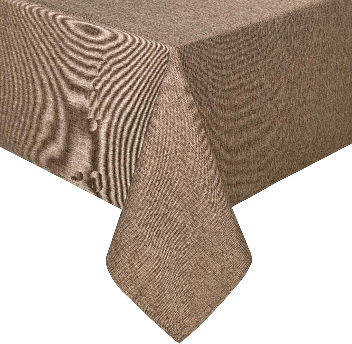 Hiasan Faux Linen Rectangle Tablecloth - Wrinkle and Stain Resistant Washable Table Cloth for Kitchen Dining Room Holiday Table Cover for Dinner, Khaki, 70 x 120 Inch
