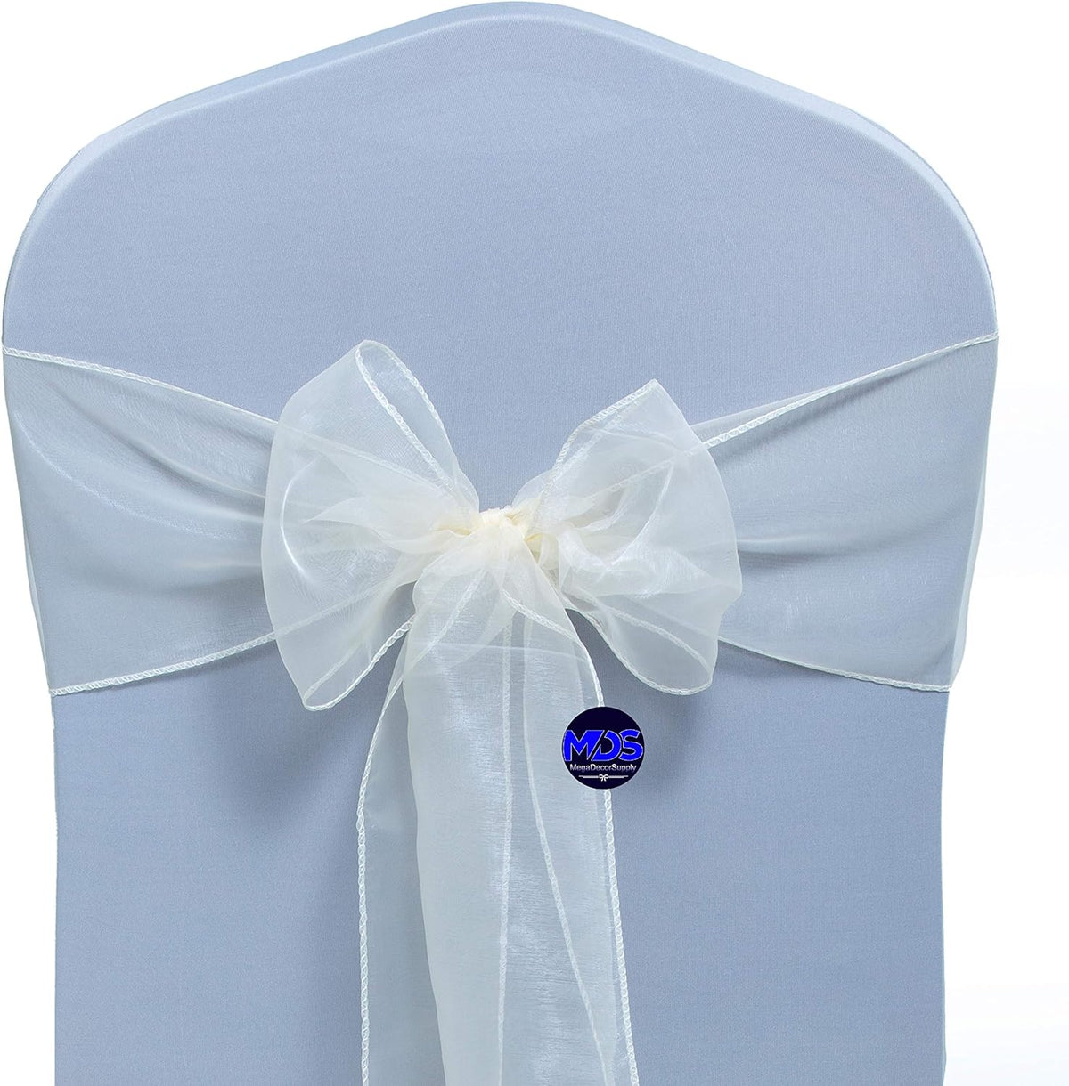 MDS Pack of 150 PCS Organza Chair Sashes Wider Dining Chair Bows Ribbon Tie Back for Wedding Party Birthday Bridal Shower Reception Event Banquet Home Chair Cover Decoration - Ivory