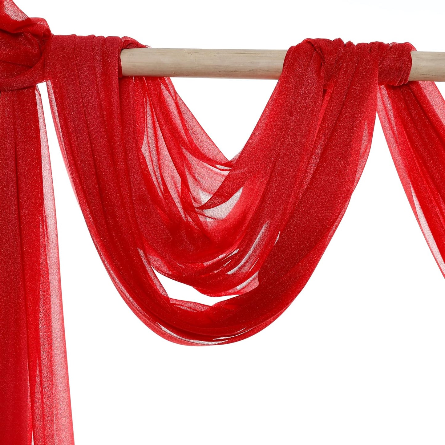 VDS Pack of 1 Panel (30 Inch X 40 Feet) Wedding Arch Draping Fabric Sheer Chiffon Fabric Drapery for Wedding Ceremony Reception Swag Backdrop Canopy Chuppah ARBO Altars Decoration (Red)