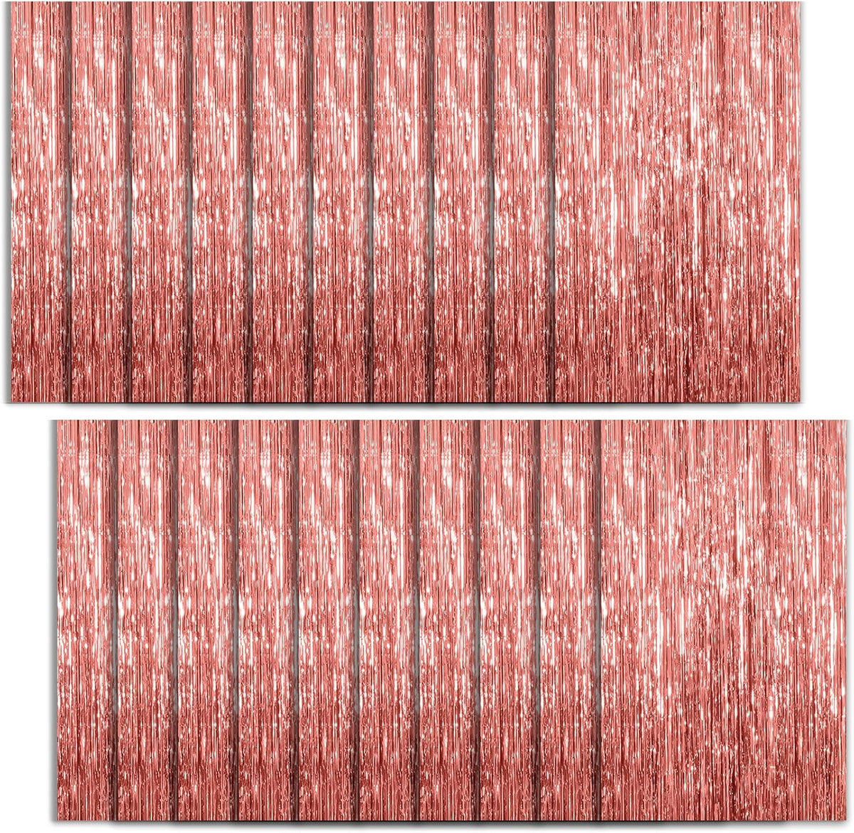 20 Pack Foil Curtain Backdrop Rose Gold Metallic Tinsel Foil Fringe Curtains Photo Booth Props for Birthday Wedding Engagement Baby Shower Bachelorette Christmas Holiday Celebration Party Decorations