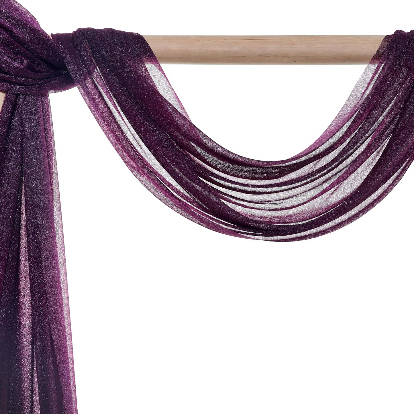 VDS Pack of 2 Panel (30 Inch X 20 Feet) Wedding Arch Draping Fabric Sheer Chiffon Fabric Drapery for Wedding Ceremony Reception Swag Backdrop Canopy Chuppah ARBO Altars Decoration (Eggplant)