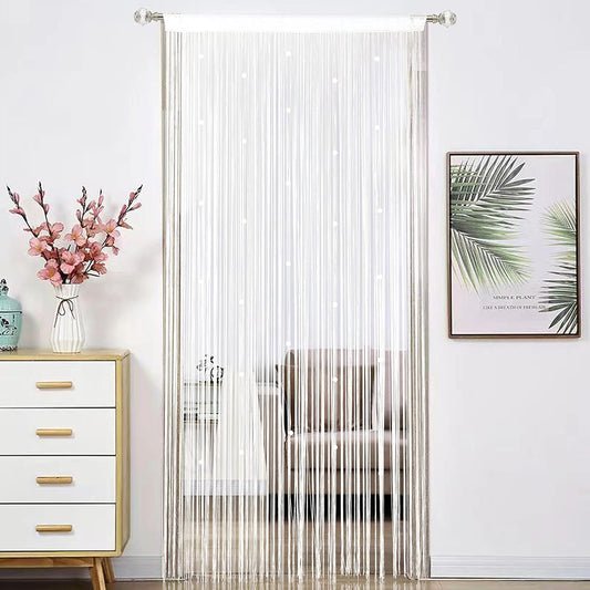 Beaded Curtain Beads Door String Curtains Ideal for Living Room Decor Wall Hanging Fringe Doorway Divider Bedroom Backdrop Hippie Window Closet Privacy Rod Pocket Dense (100x200cm,White)
