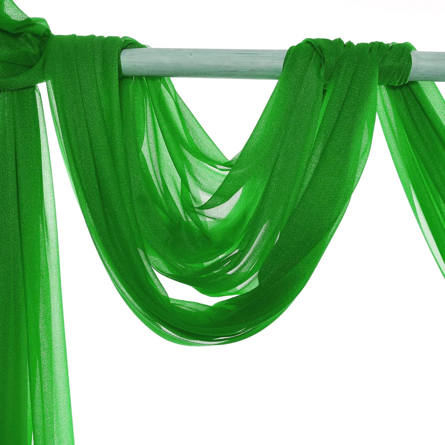 VDS Pack of 1 Panel (30 Inch X 20 Feet) Wedding Arch Draping Fabric Sheer Chiffon Fabric Drapery for Wedding Ceremony Reception Swag Backdrop Canopy Chuppah ARBO Altars Decoration (Green)