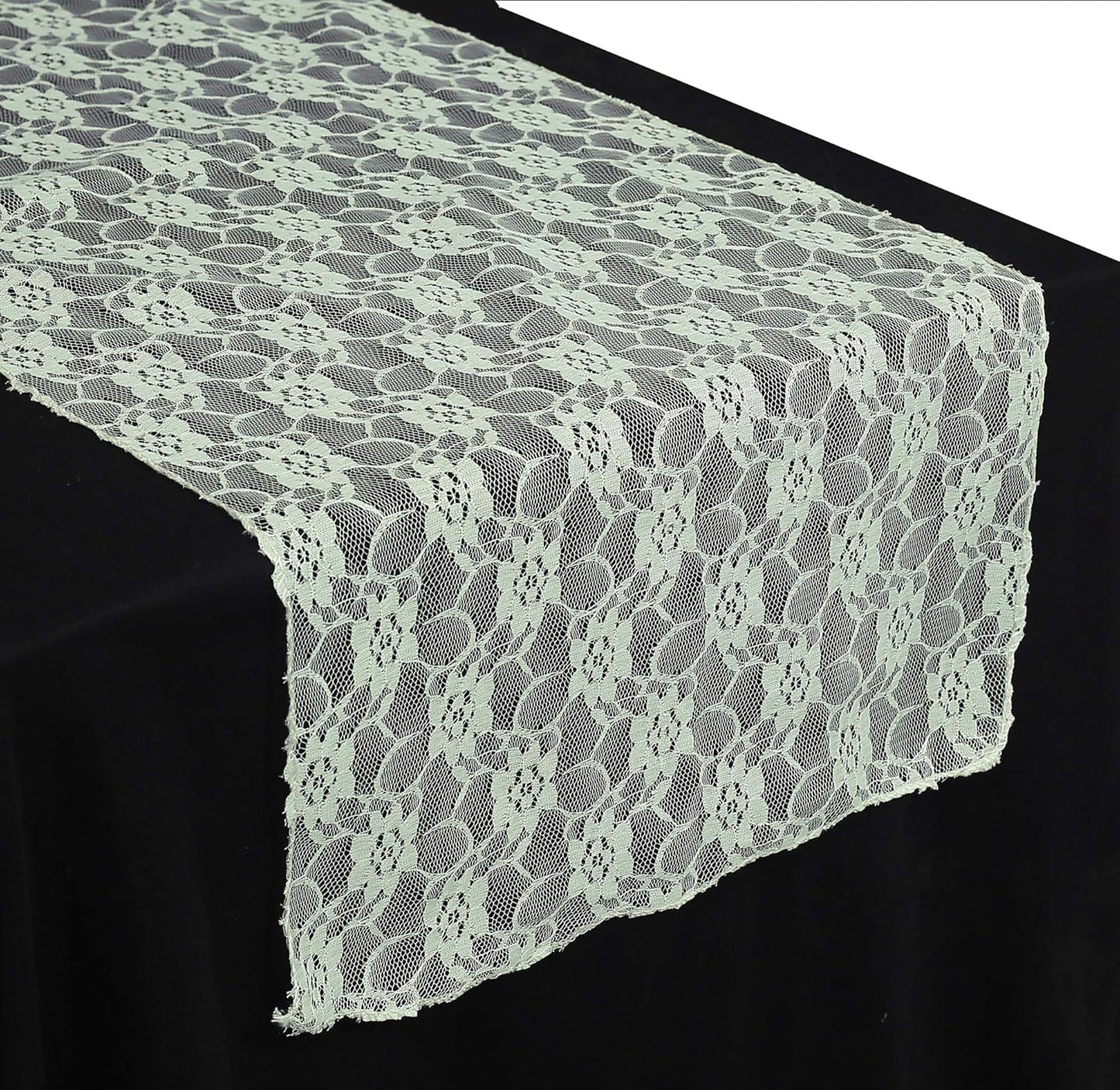 MDS Pack of 10 Wedding 12 x 108 inches Lace Table Runner for Wedding, Decorations for Birthday Parties, Banquets, Graduations, Engagements, and Runners fit Rectangle, Round Table- Ivory