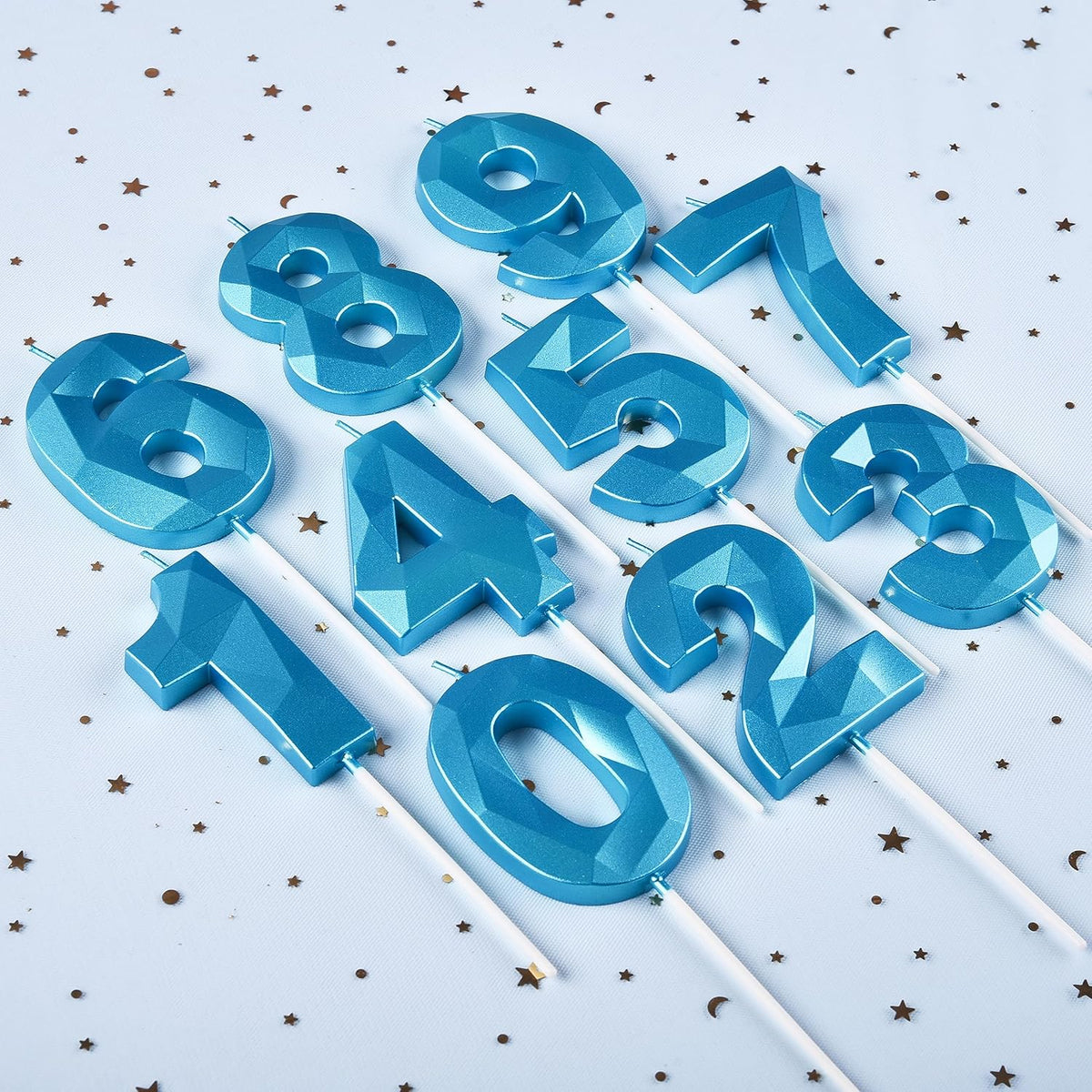 PHD CAKE 2.76 Inch Crystal Blue 6 Number Birthday Candles, Blue Number Candles, Cake Number Candles, Party Celebration