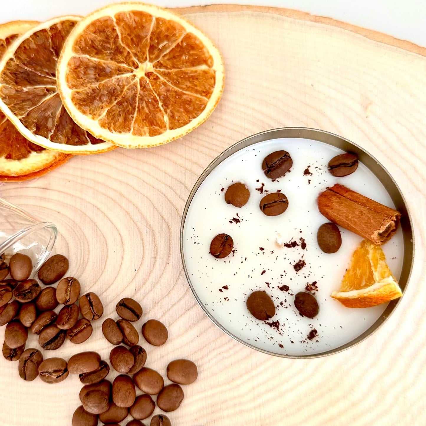 Coffee Scented Soy Wax Candle Favors with Hand-Placed Orange and Cinnamon Stick - Handmade Gift Set for Wedding Guest - Bridal Shower Baby Shower Birthday (100 Pieces)