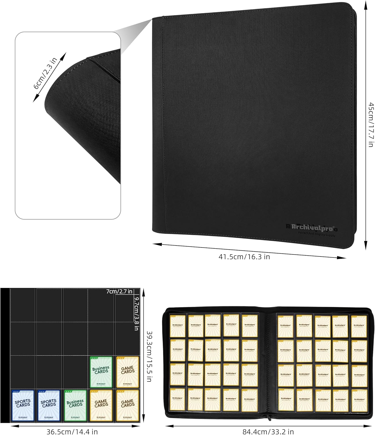 20 Pockets Premium Card Binder 1280 Cards Trading Card Binders Side Load Card Storage Display Album(20 Pocket 1280 Card Slot,Black)