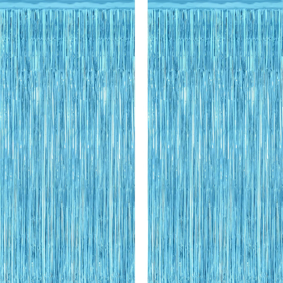 2 Pack Backdrop Curtains, 3.28 Feet x 7.05 Feet Sky Blue Tinsel Backdrop, Metallic Fringe Curtains Foil Tinsel Party Streamer, Winter Backdrop Happy Birthday Party Supplies