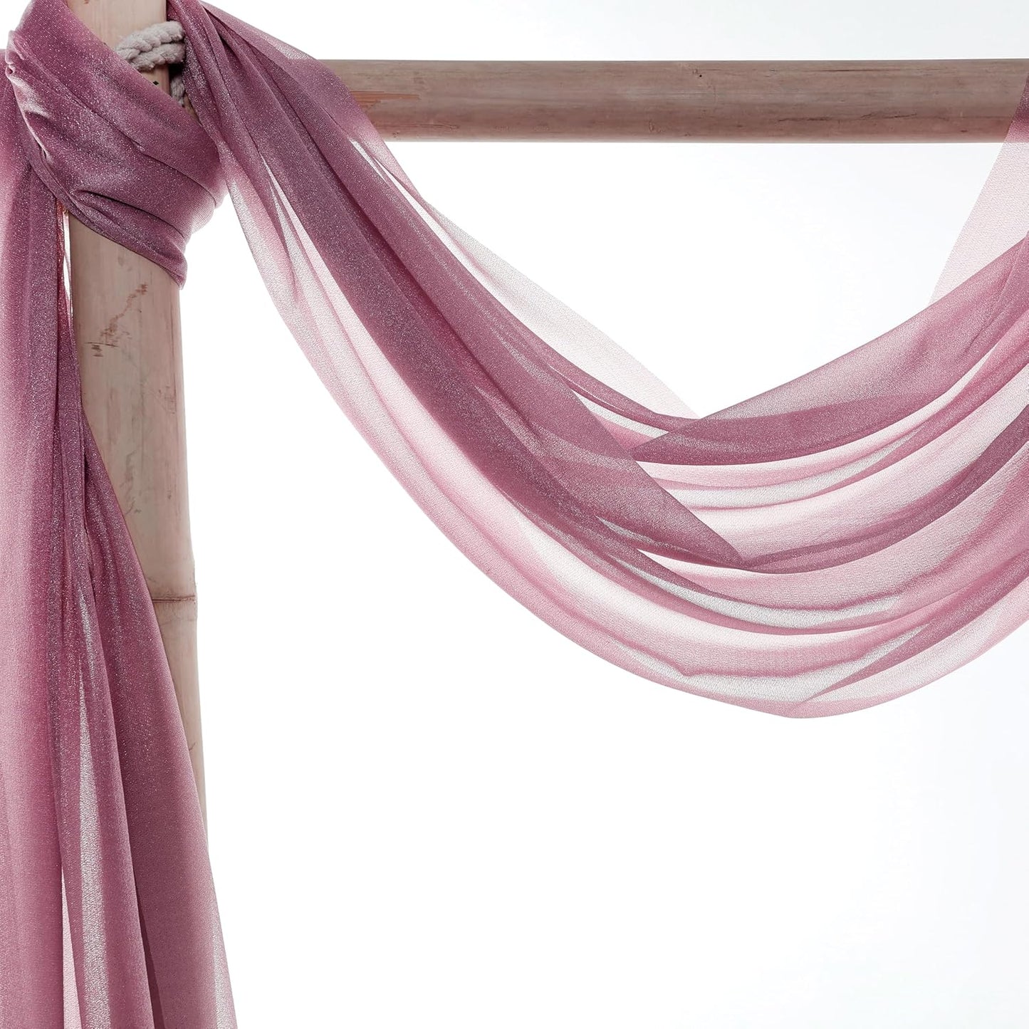 VDS Pack of 3 Panel (30 Inch X 20 Feet) Wedding Arch Draping Fabric Sheer Chiffon Fabric Drapery for Wedding Ceremony Reception Swag Backdrop Canopy Chuppah ARBO Altars Decoration (Mauva)