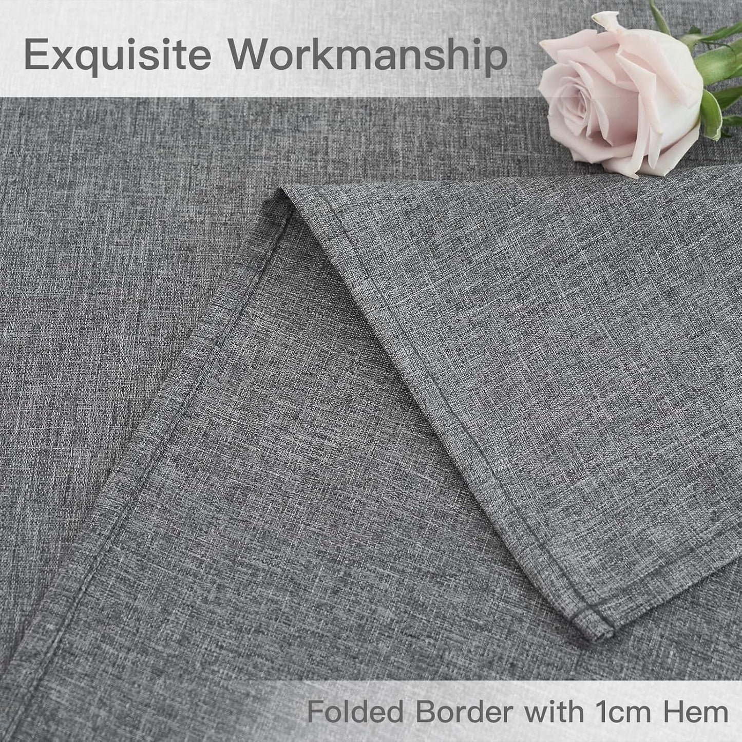 maxmill Rectangular Tablecloth Linen Texture Stain Proof Waterproof Wrinkle Free Spillproof Washable Fabric Table Cloth Farmhouse Tablecloths for Dining Room Party Holiday, 60 x 140 Inch, Dark Grey