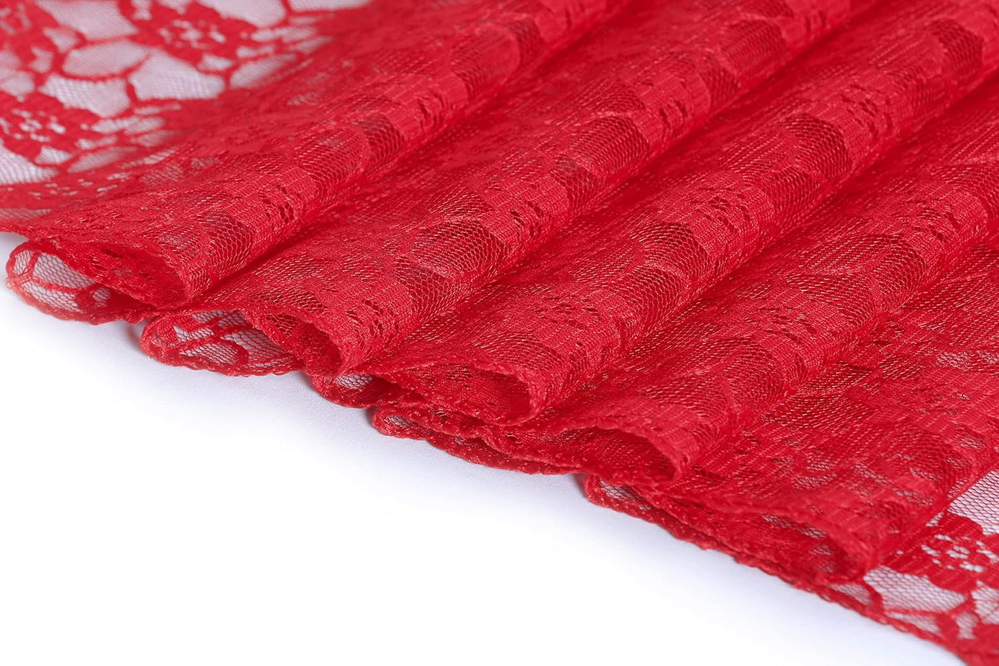 MDS Pack of 20 Wedding 12 x 108 inches Lace Table Runner for Wedding, Decorations for Birthday Parties, Banquets, Graduations, Engagements, and Runners fit Rectangle, Round Table- Red