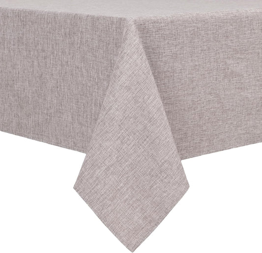 Hiasan Faux Linen Rectangle Tablecloth - Wrinkle and Stain Resistant Washable Table Cloth for Kitchen Dining Room Holiday Table Cover for Party Dinner, Stone, 52 x 70 Inch