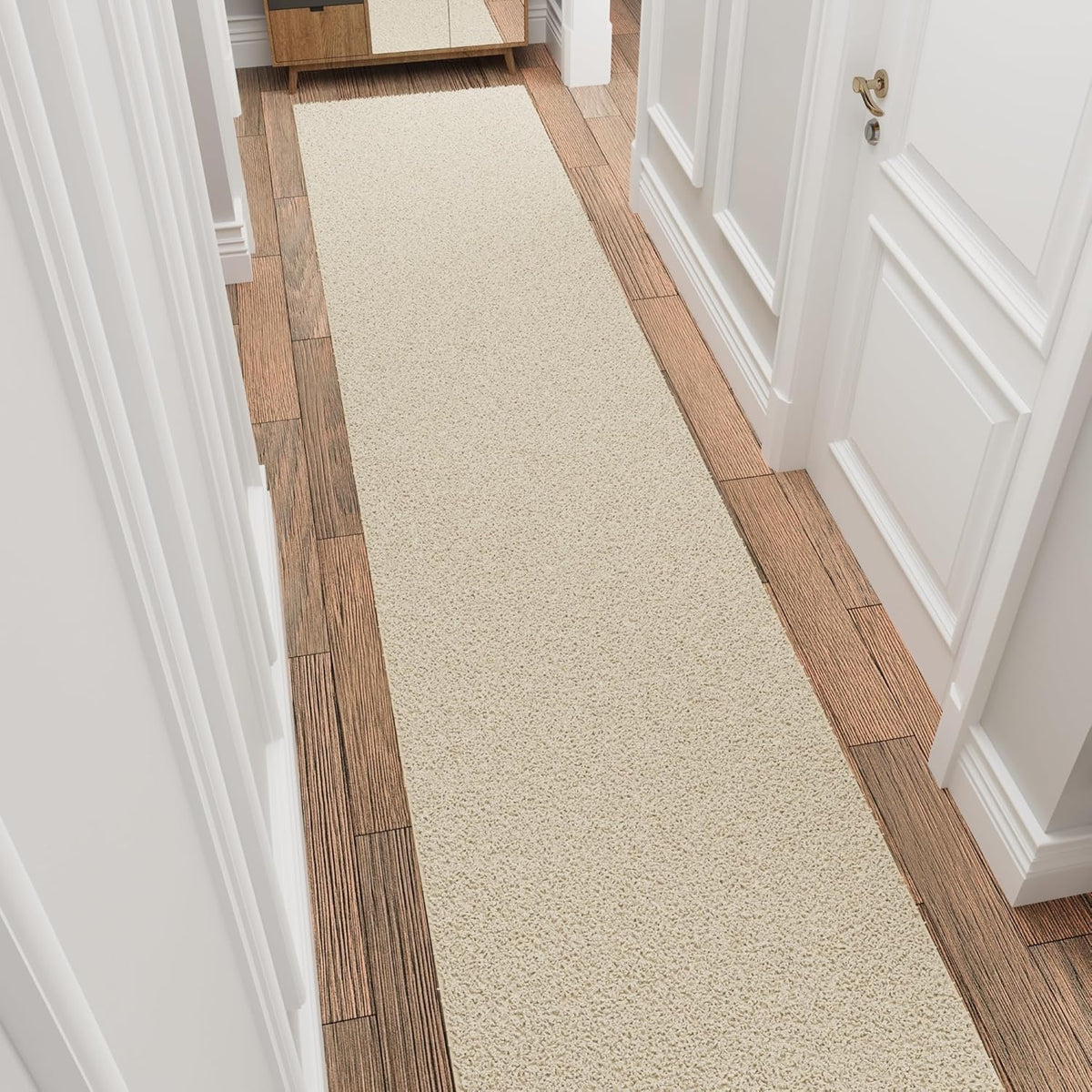 Ottomanson 3' x 20' Shaggy Runner Rug - Plush & Cozy Non-Slip Carpet for Bedroom, Living Room, Bathroom & Entryway - Durable & High-Traffic Friendly for Hallways & Dorms, Cream