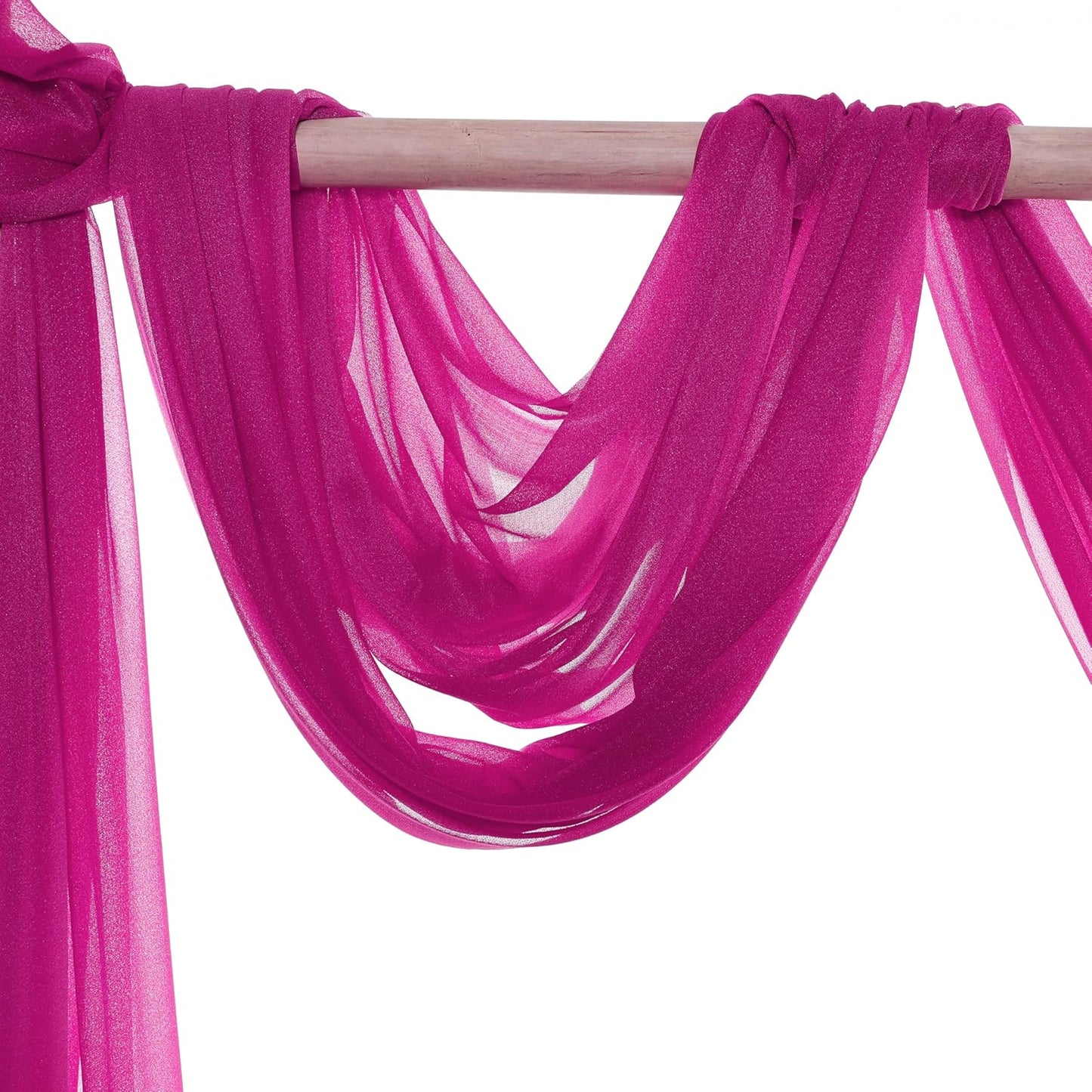 VDS Pack of 2 Panel (30 Inch X 50 Feet) Wedding Arch Draping Fabric Sheer Chiffon Fabric Drapery for Wedding Ceremony Reception Swag Backdrop Canopy Chuppah ARBO Altars Decoration (Magenta)