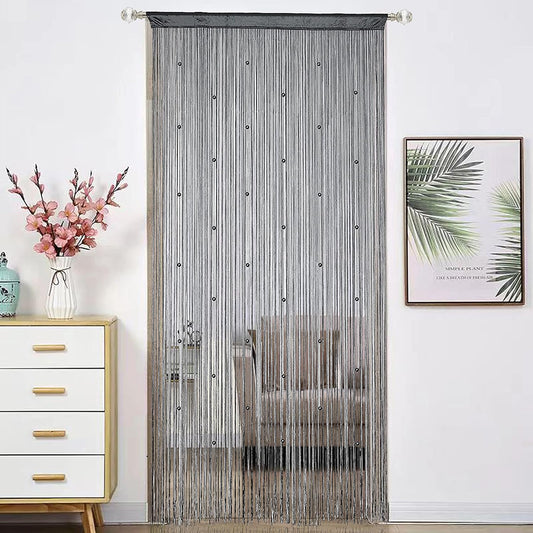 Beaded Doorway Curtain Door Beads Dense String Curtains Fringe Hippie Perfect for Wall Hanging Decor Room Divider Privacy Doors Window Closet Doorways Decorations (100x280cm,Grey)
