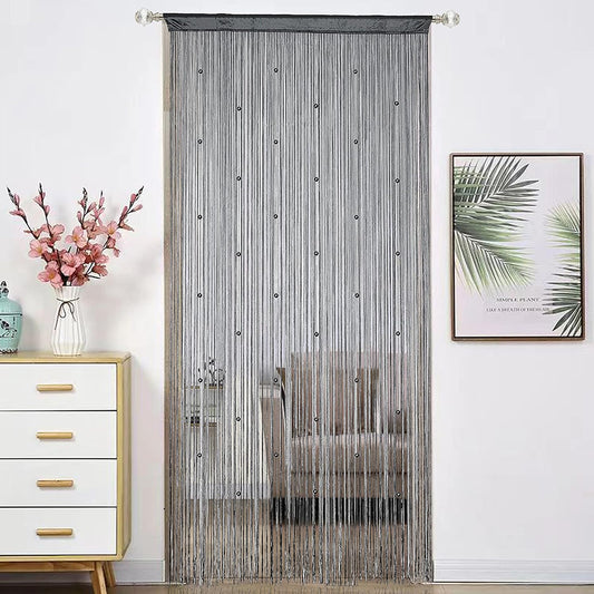 Beaded Curtain Beads Door String Curtains Ideal for Living Room Decor Wall Hanging Fringe Doorway Divider Bedroom Backdrop Hippie Window Closet Privacy Rod Pocket Dense (100x200cm,Grey)