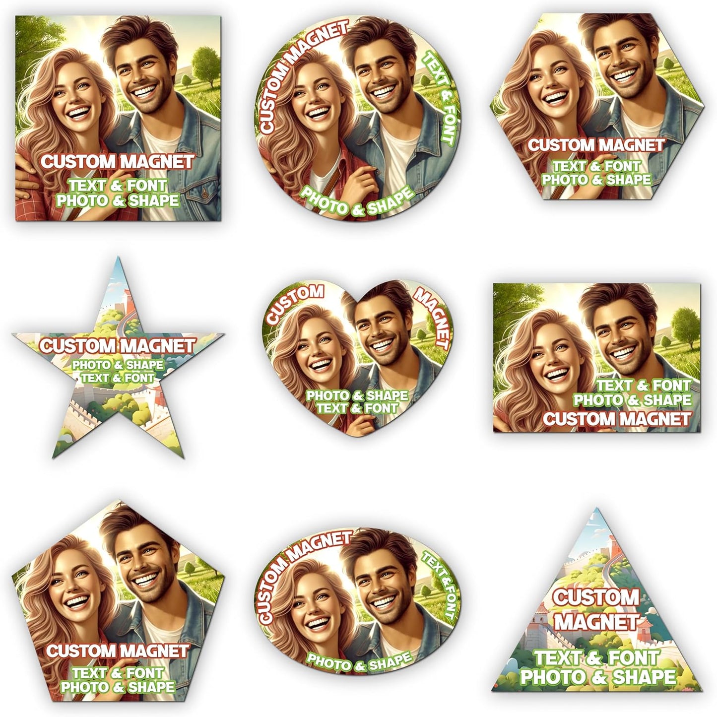 KETABAO – 16" Customized Oval Photo Magnets - Personalized Refrigerator and Car Magnets for Home and Office Decor