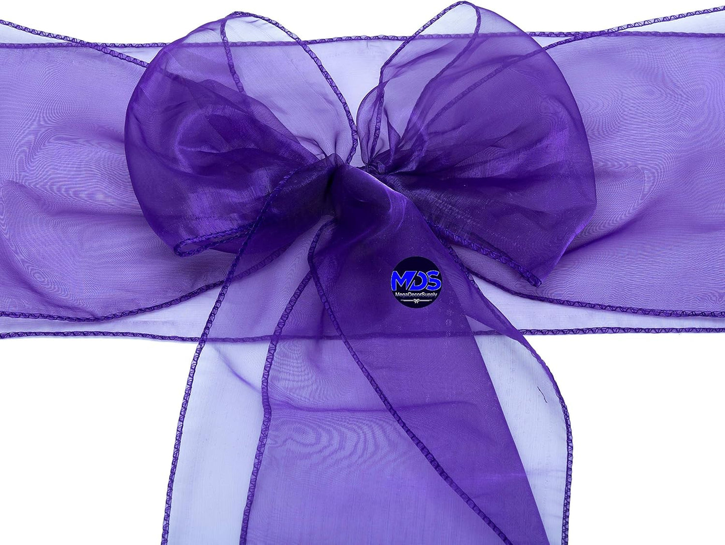 MDS Pack of 25 PCS Organza Chair Sashes Wider Dining Chair Bows Ribbon Tie Back for Wedding Party Birthday Bridal Shower Reception Event Banquet Home Chair Cover Decoration - Purple