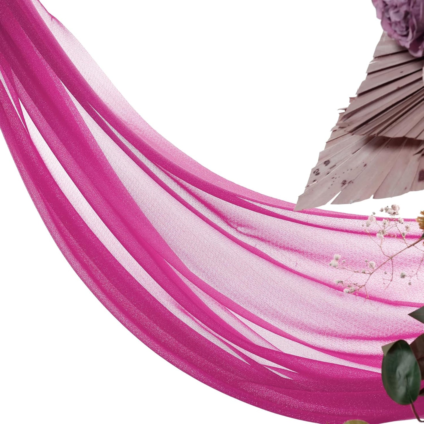 VDS Pack of 1 Panel (30 Inch X 50 Feet) Wedding Arch Draping Fabric Sheer Chiffon Fabric Drapery for Wedding Ceremony Reception Swag Backdrop Canopy Chuppah ARBO Altars Decoration (Magenta)